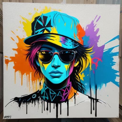 Vibrant Street Art of Person Applying Sunscreen