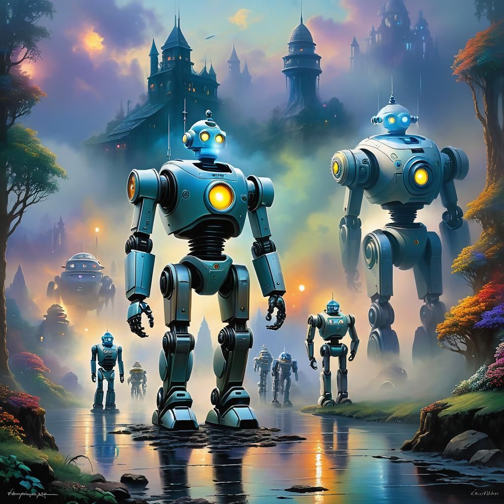 Robots Line Up in Ethereal Fantasy Style