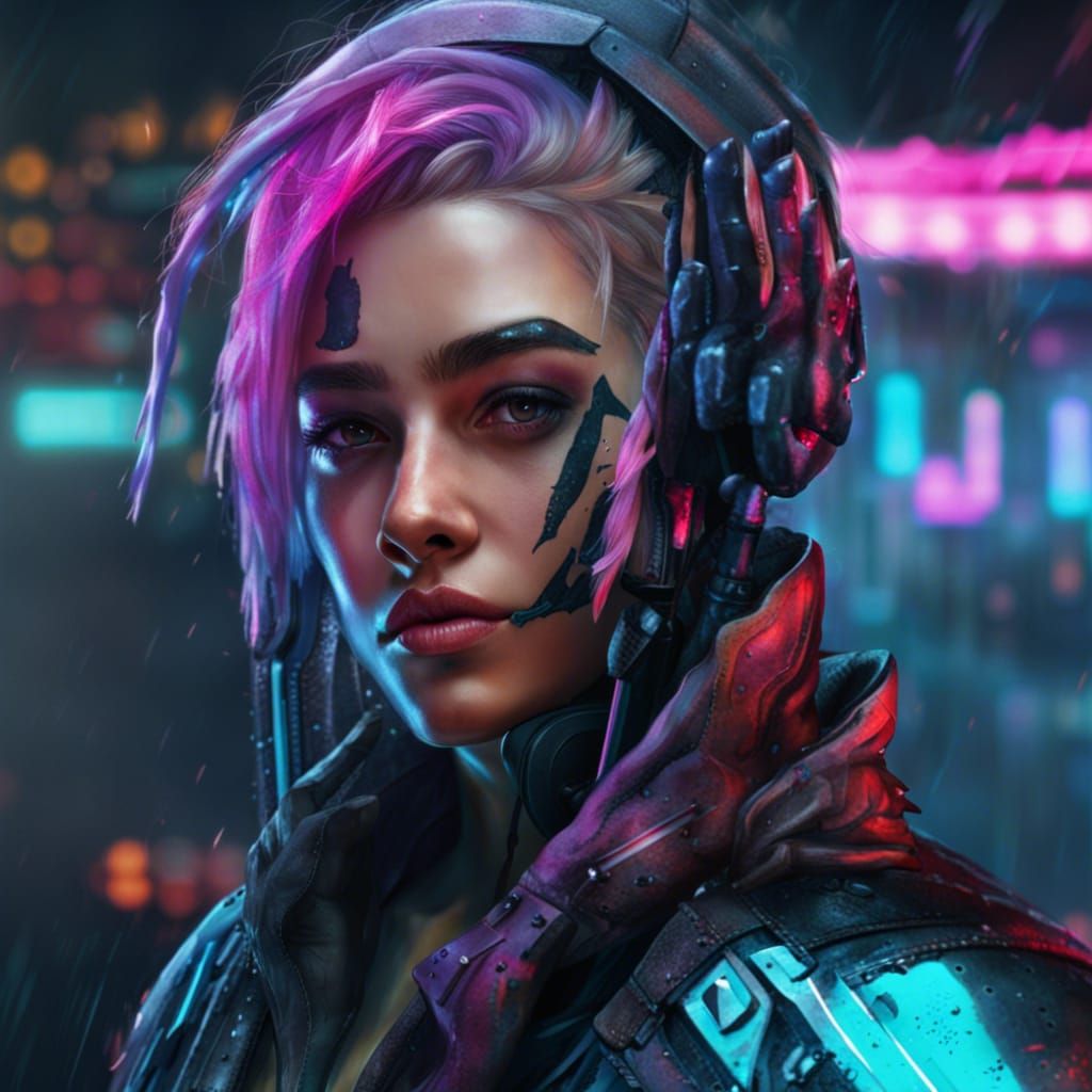 Cyberpunk Gothic Portrait as Impasto Painting