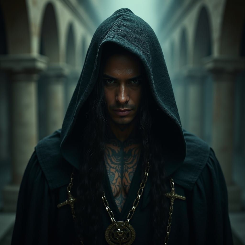 Mystical Half-Elf Wizard in Cinematic Shadows