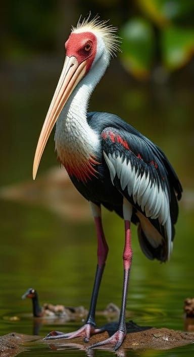 Intricate White-Faced Ibis Bird in Digital Art