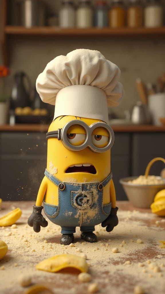 Minion Chef Chaos in Whimsical Bakery Kitchen