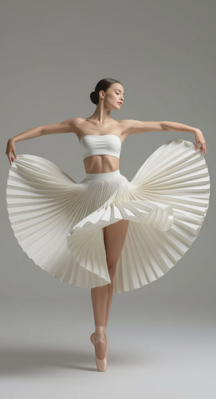 Graceful Woman in Ballet Spin: Cinematic Clinic-Style