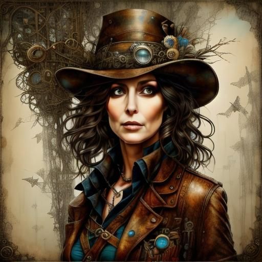 Steampunk Woman with Crossbow in Eldritch Style