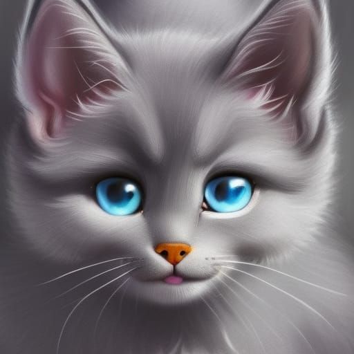 Cute Kitten with Holy Aura in Cartoon 3D Render