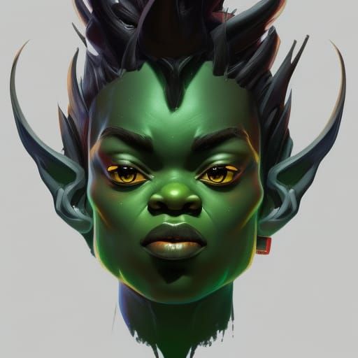 Black Grinch Portrait in Hyperdetailed Art Style