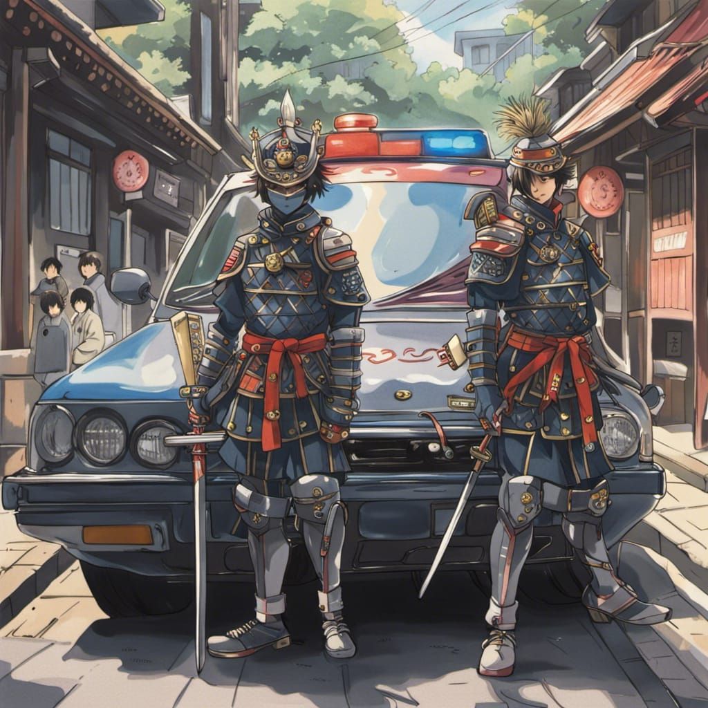 Anime Samurai Warriors in Kyoto, Ghibli Style