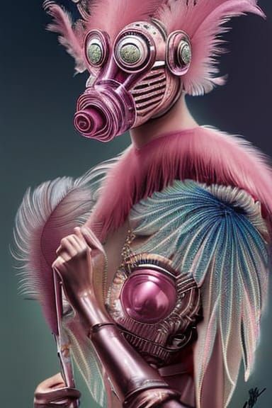 Elegant Pink Flamingo in Haute Couture Plumage