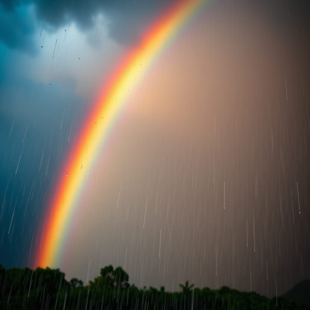 Rainbow After the Storm: Hyperrealistic Landscape