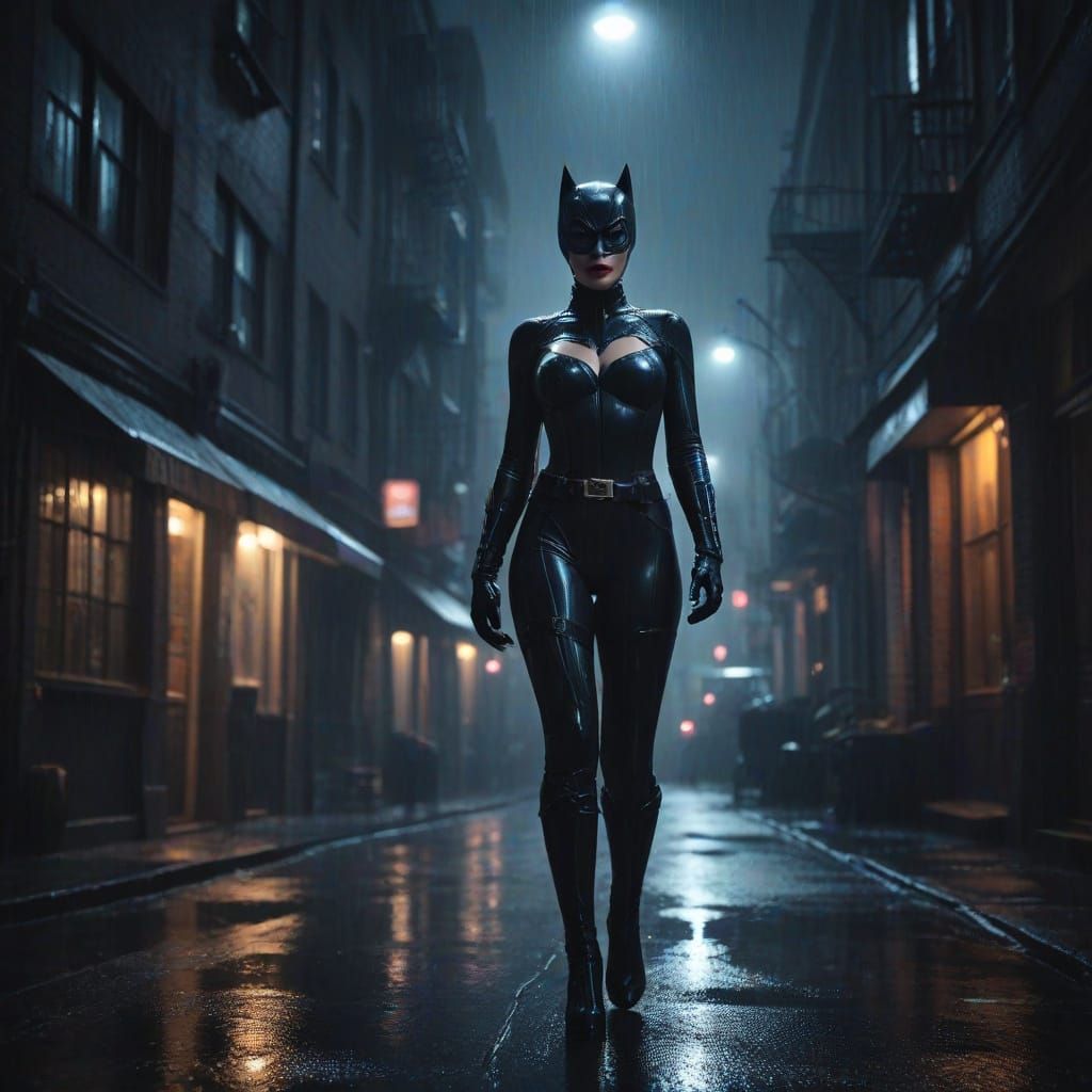 Catwoman in a Dark, Moody Gotham City Alleyway