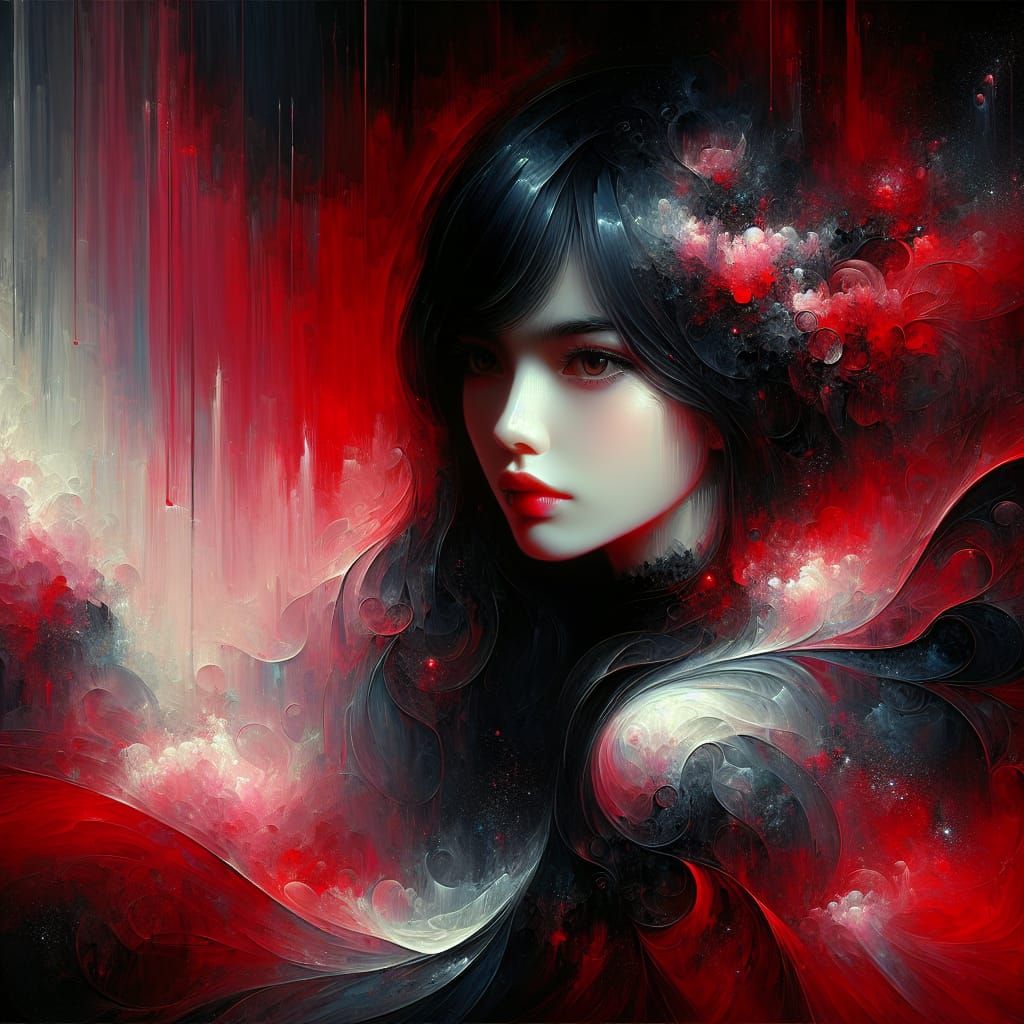 Mystical Portrait of a Lady in Abstract Fantasy