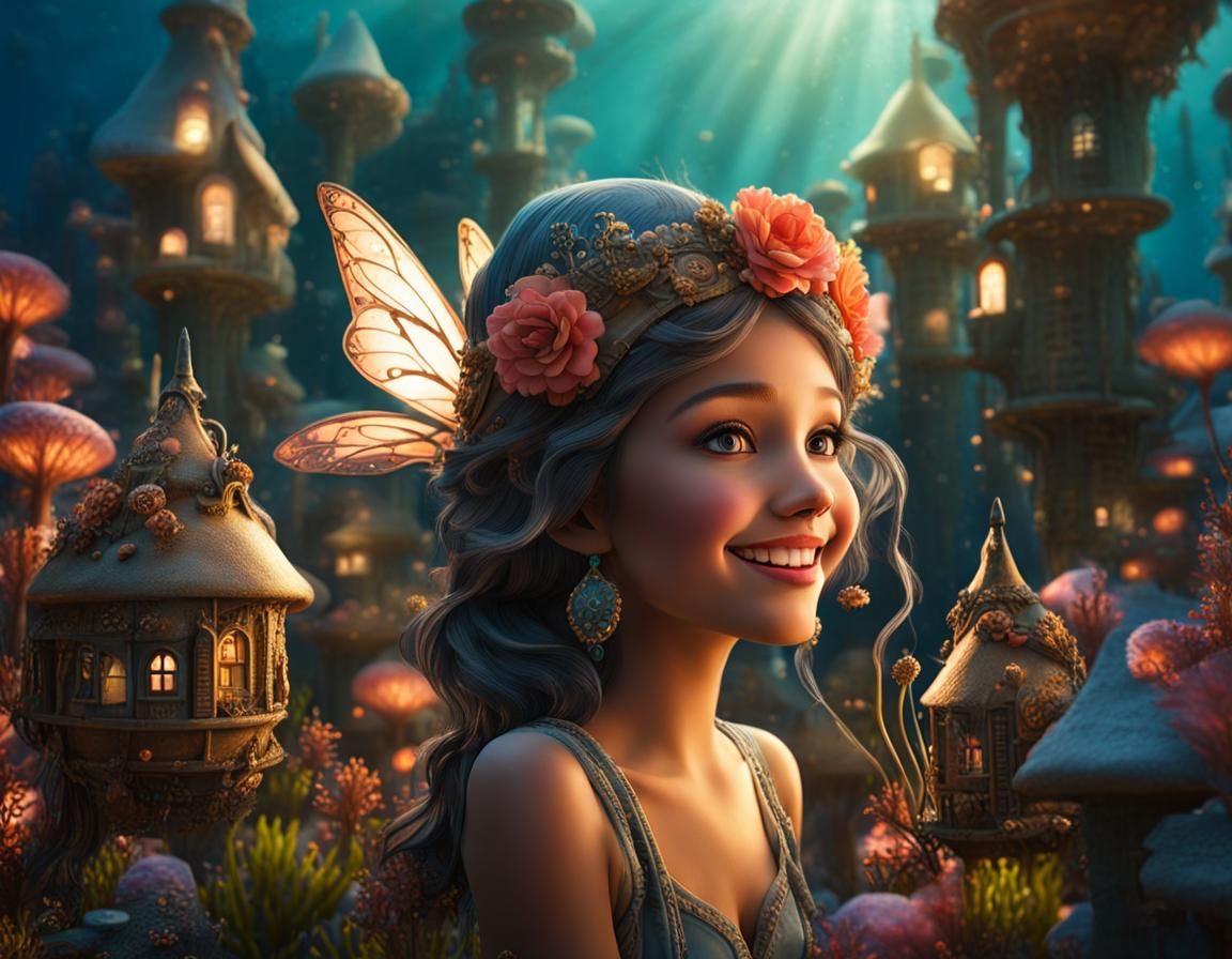 Underwater Fairy Village with Gypsy Girl Fairy