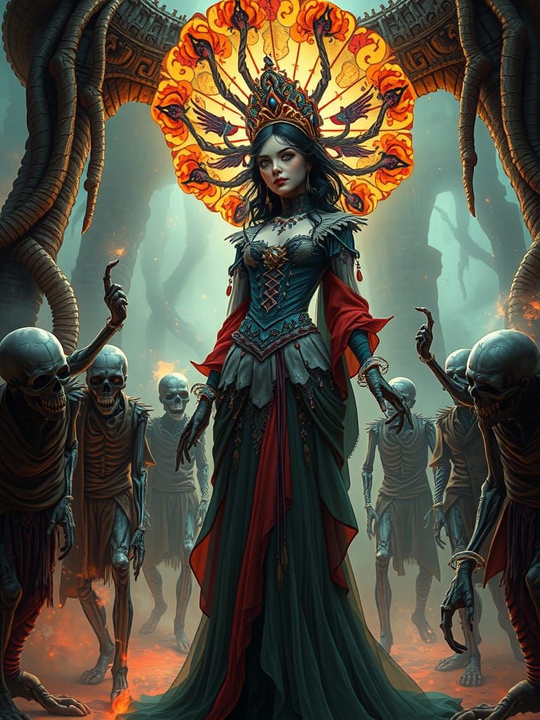 Empress of Heavens: Dark Whimsy in Art Nouveau Style