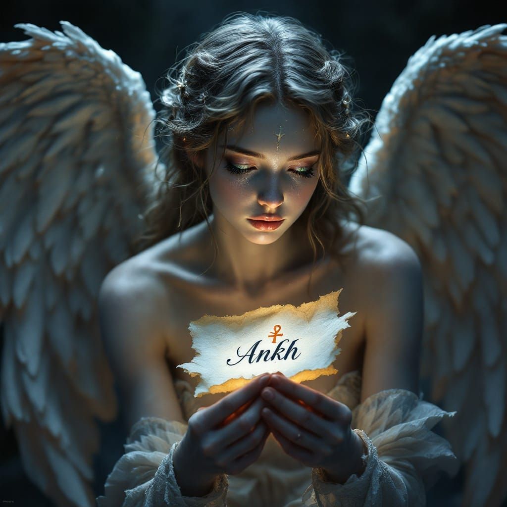 Serene Angel in Mystical, Hyperrealistic Style