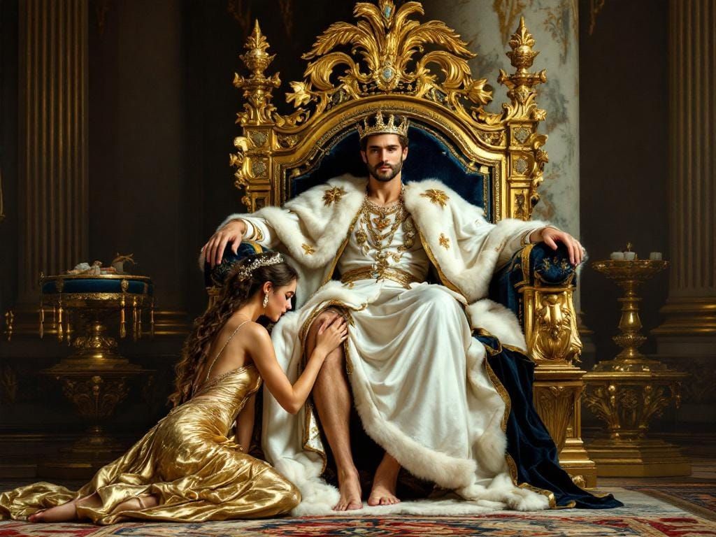 Opulent French Emperor on Eagle Throne