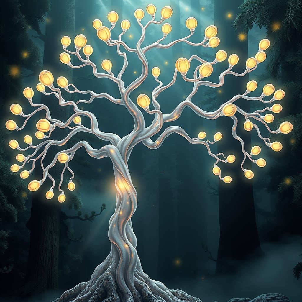 Ethereal Crystal Tree Radiates Mystical Light