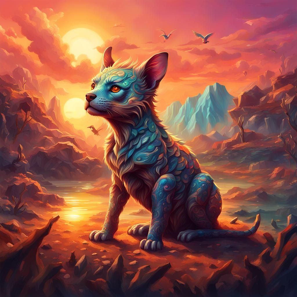 Mythical Hybrid Pet in Hyperrealistic Splash Art