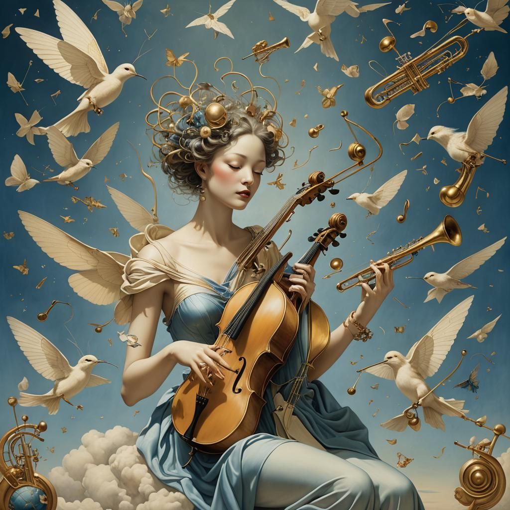 Surreal Musical Metamorphosis in Dreamy Pastels