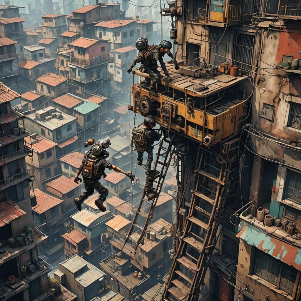 Cyberpunk Urchin Brothers Leap Above Favela