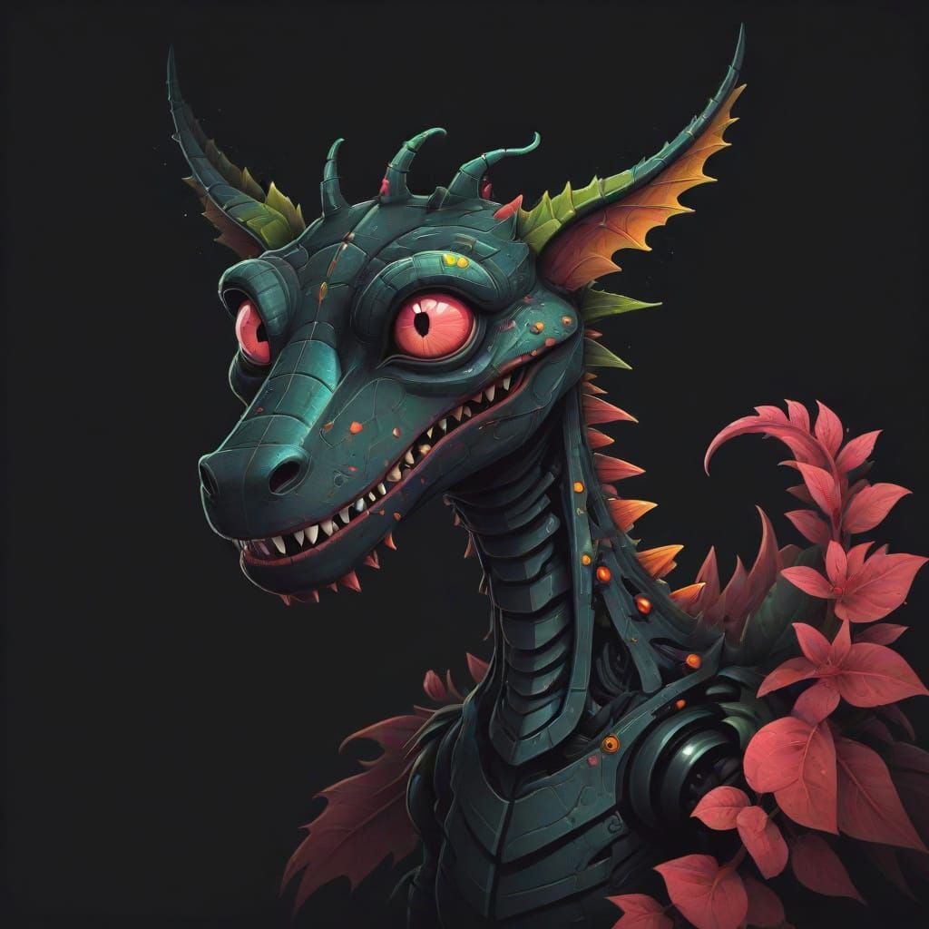 Colorful Cartoon Character on Black, Vector Art Style