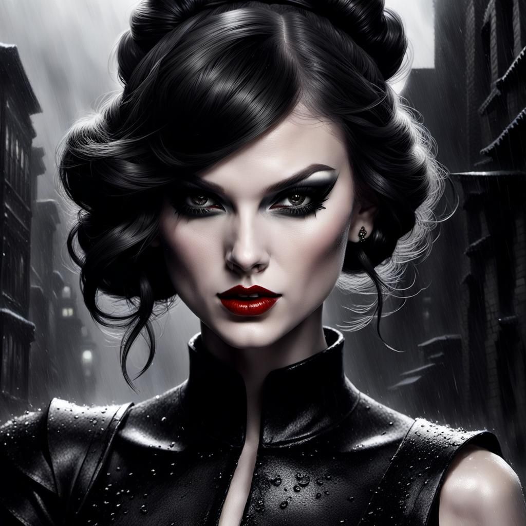 Taylor Swift as Gothic Noir Assassin in Sin City