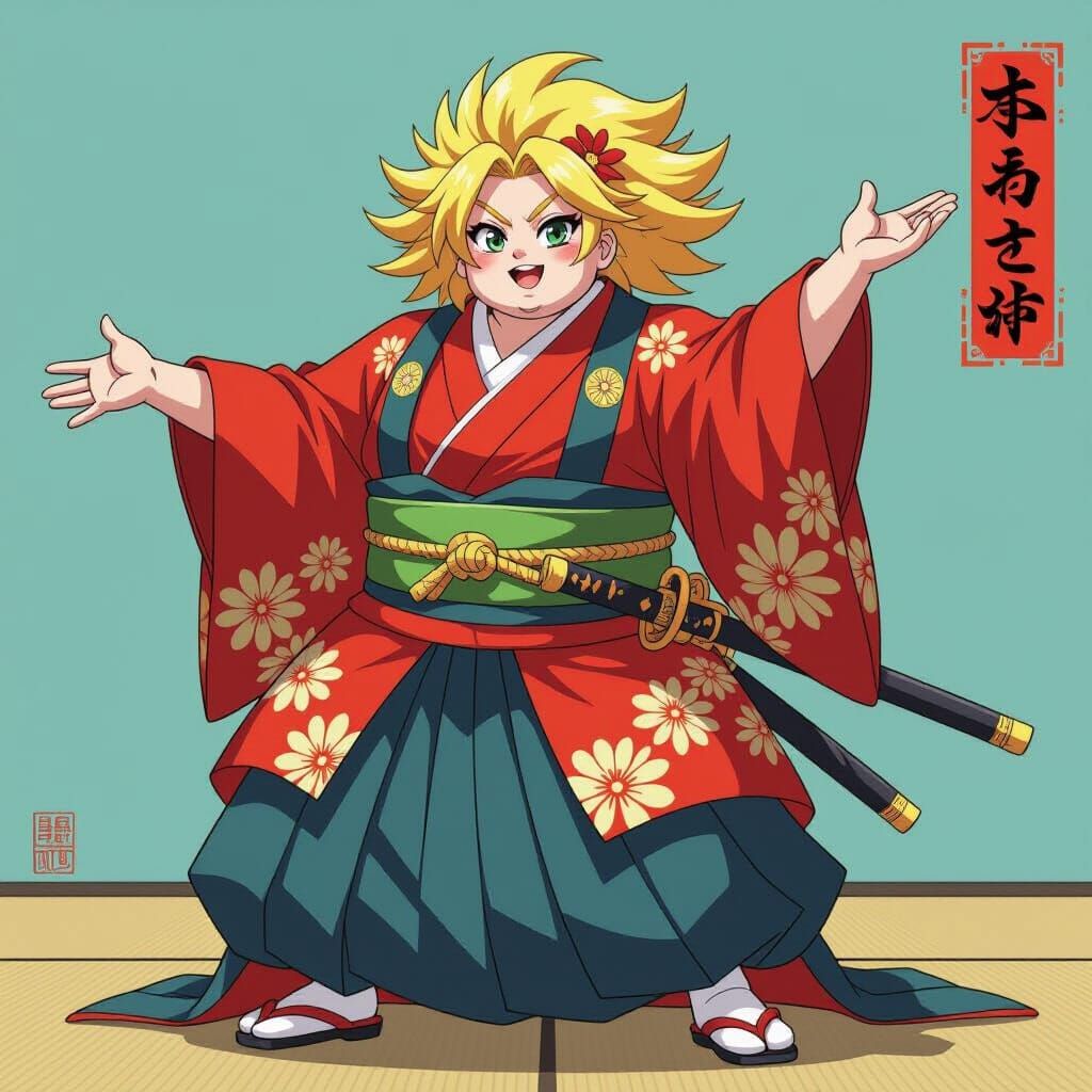 Kabuki Trump in Anime Key Visual Style