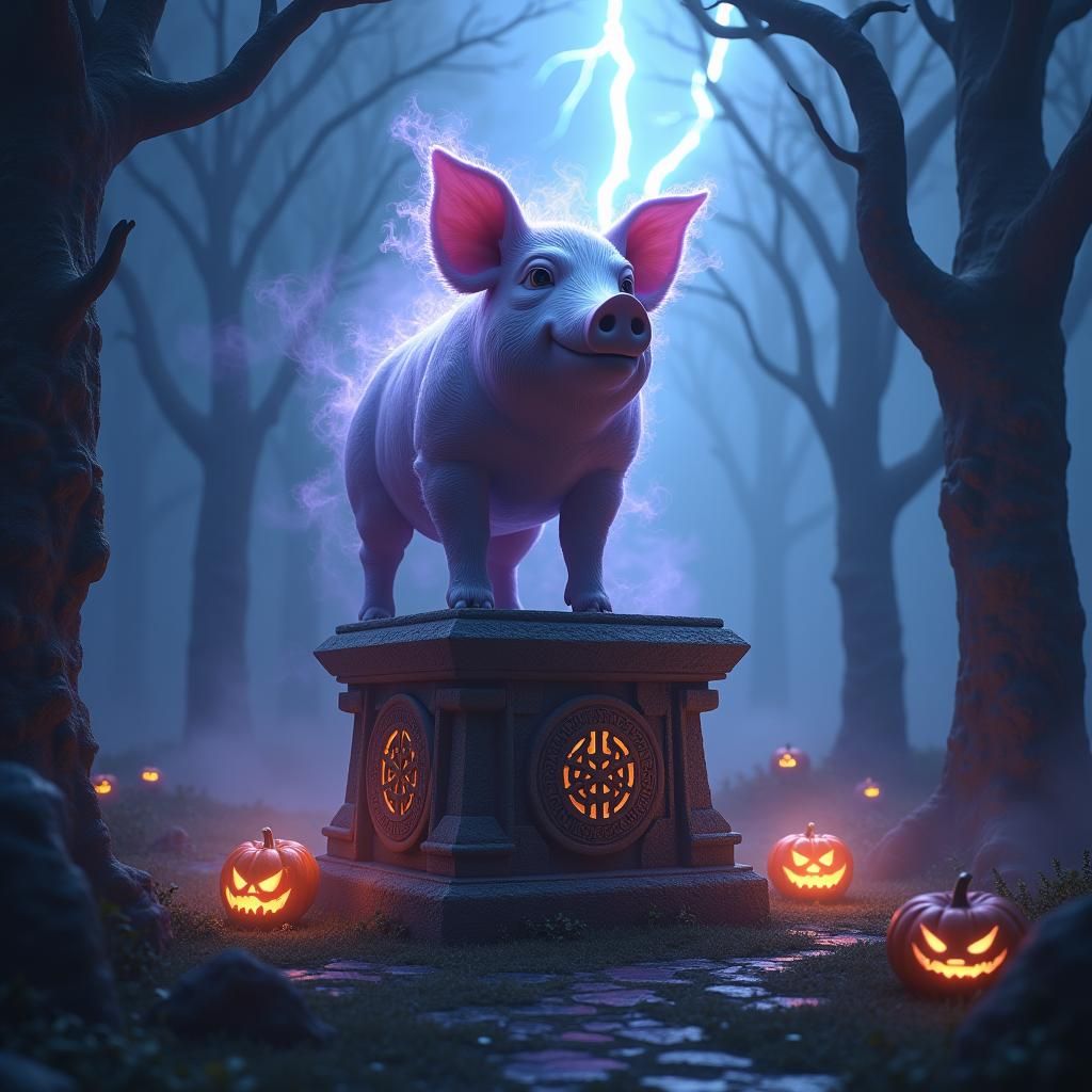 Mystical Pig in Haunted Celtic Forest
