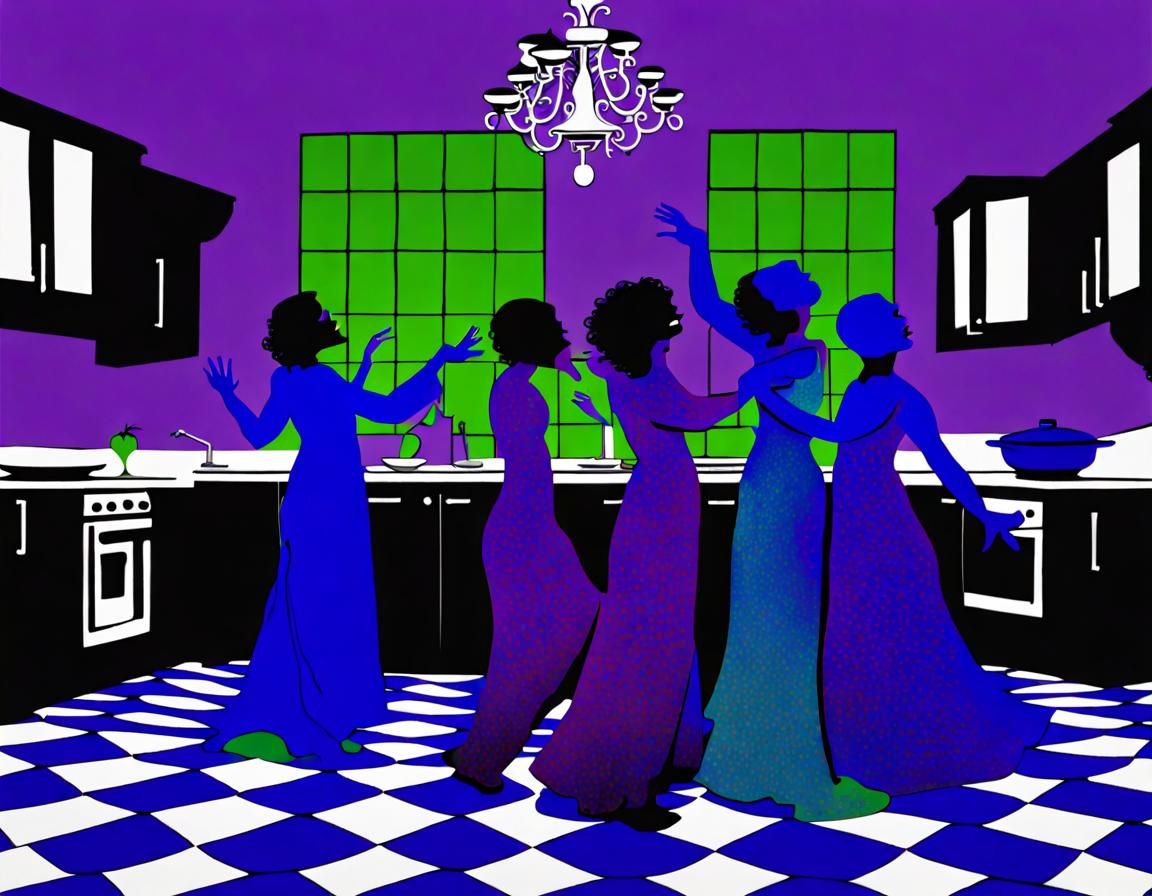 Baroque Singer in Kitchen with Hellenistic Tessellations