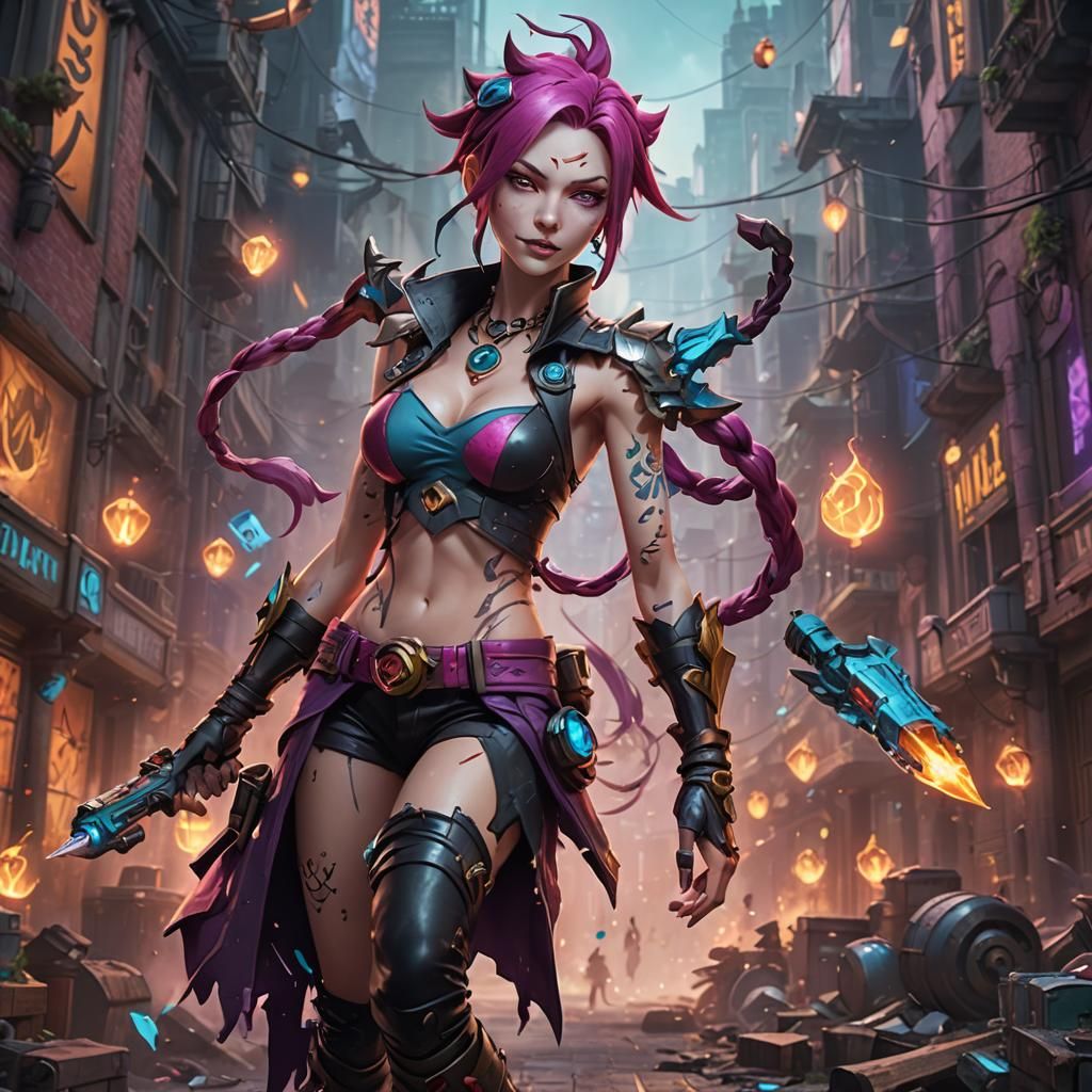 Jinx from League of Legends: Detailed Matte Painting
