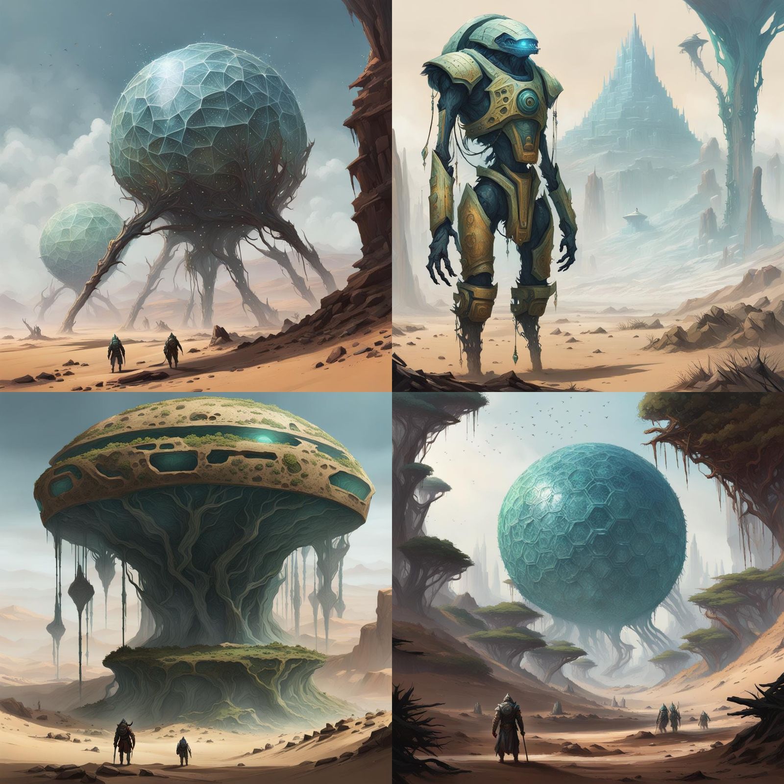 Post-Apocalyptic Oasis with Futuristic Ruins