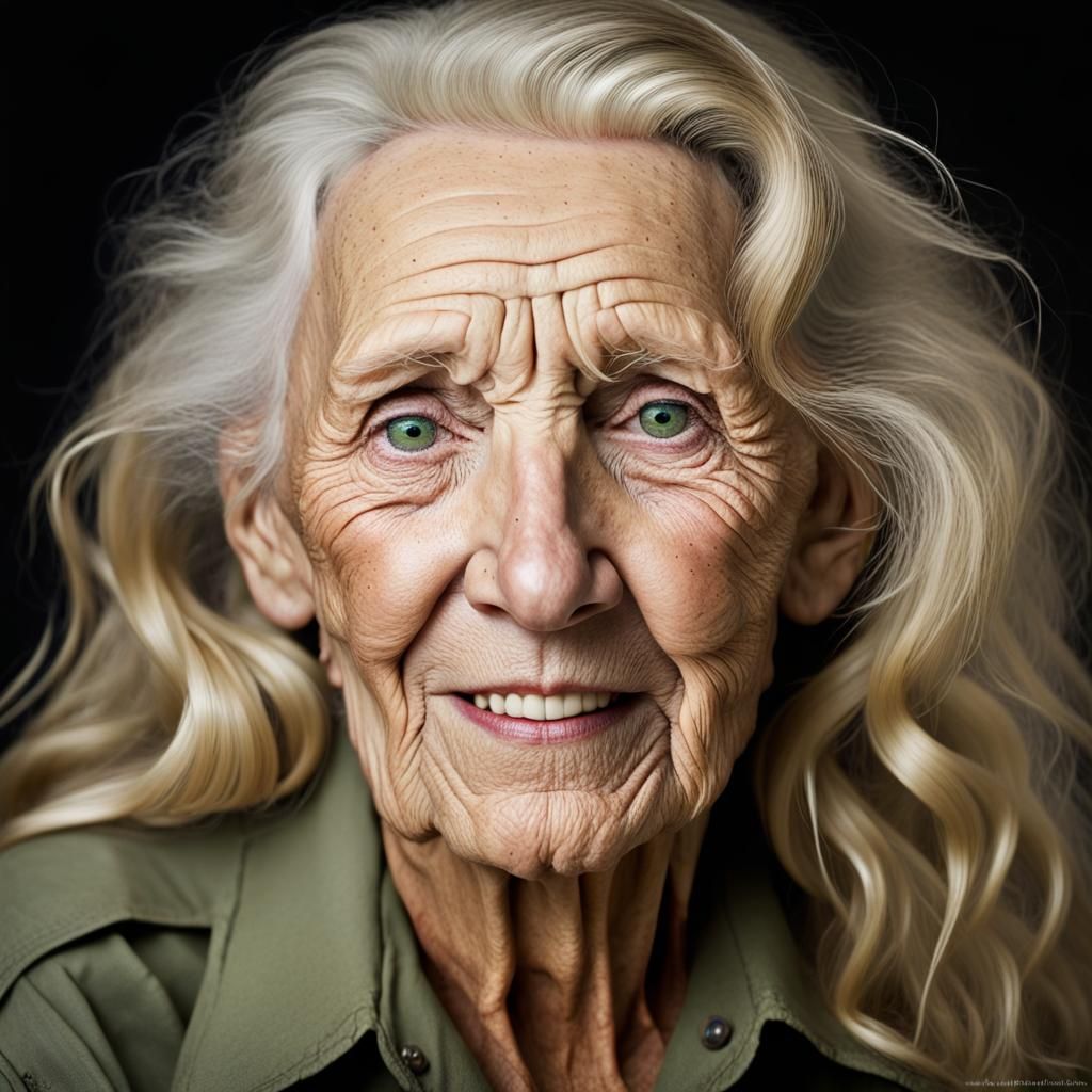 Portrait of a Smiling 90-Year-Old Woman
