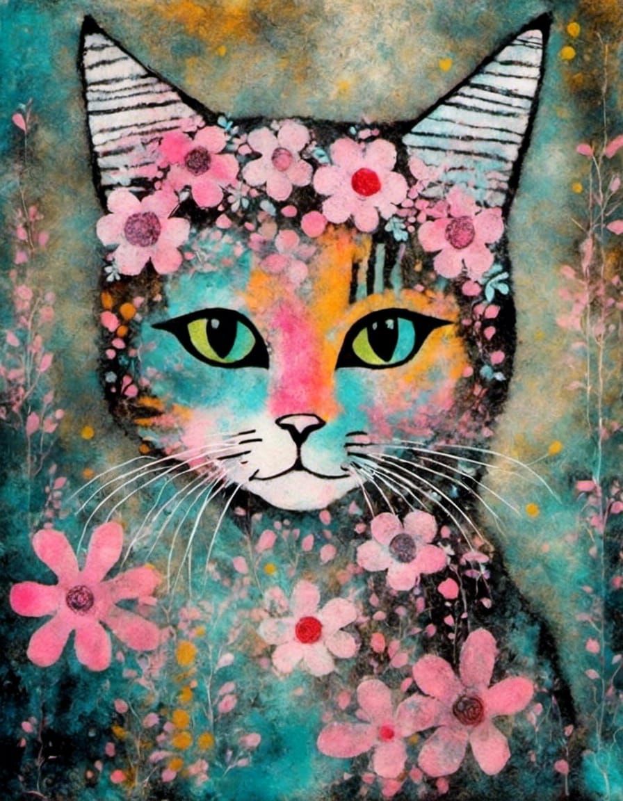 Cute 'wollen felted' cat.