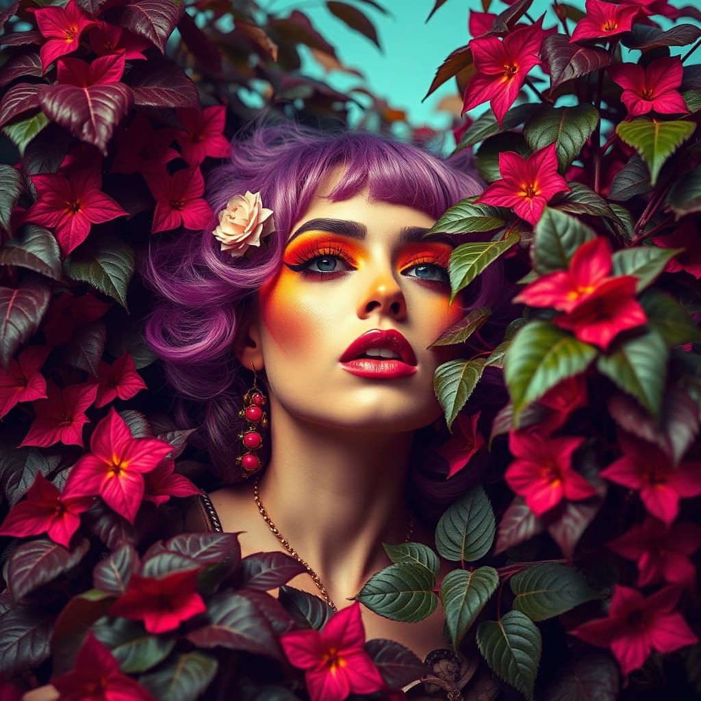 Edgy Poison Ivy Editorial Portrait in Bold Colors
