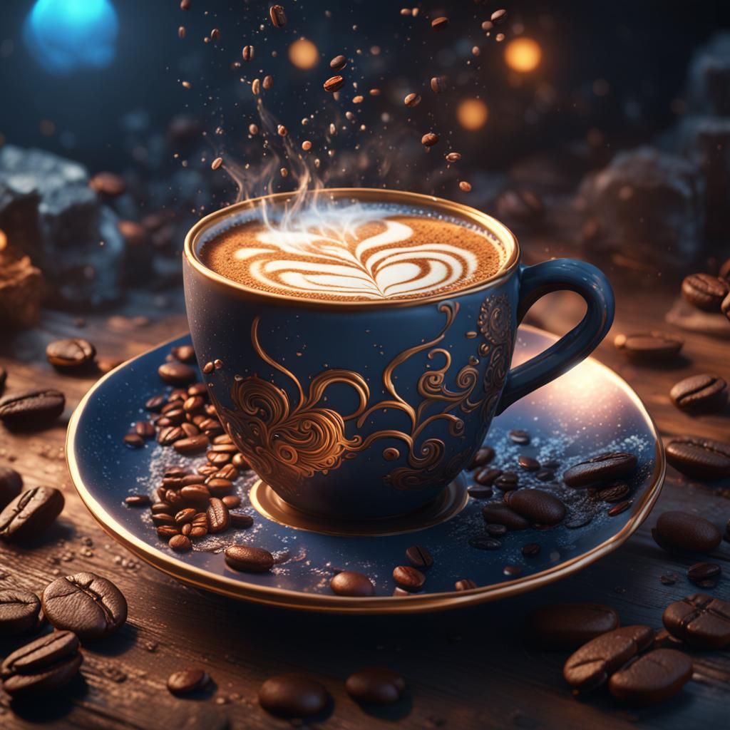 Fantastical Cup of Coffee in Detailed Matte Painting