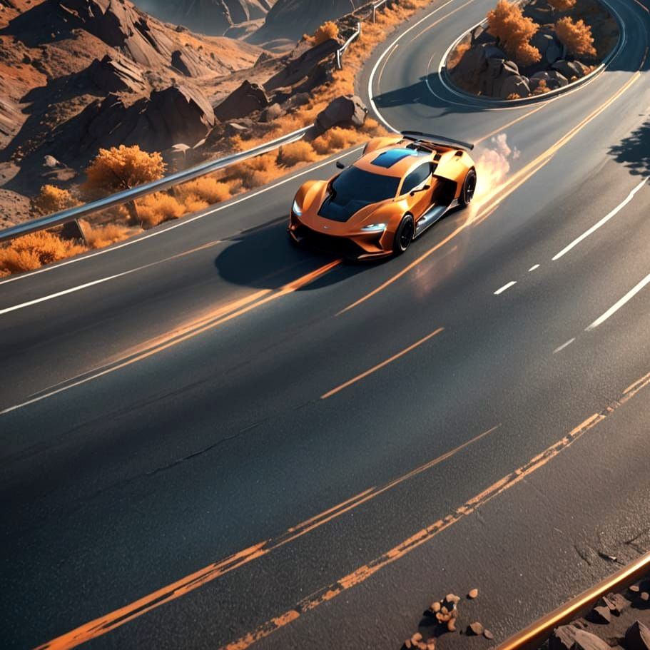 High Speed Car with Motion Blur, Detailed Matte Painting