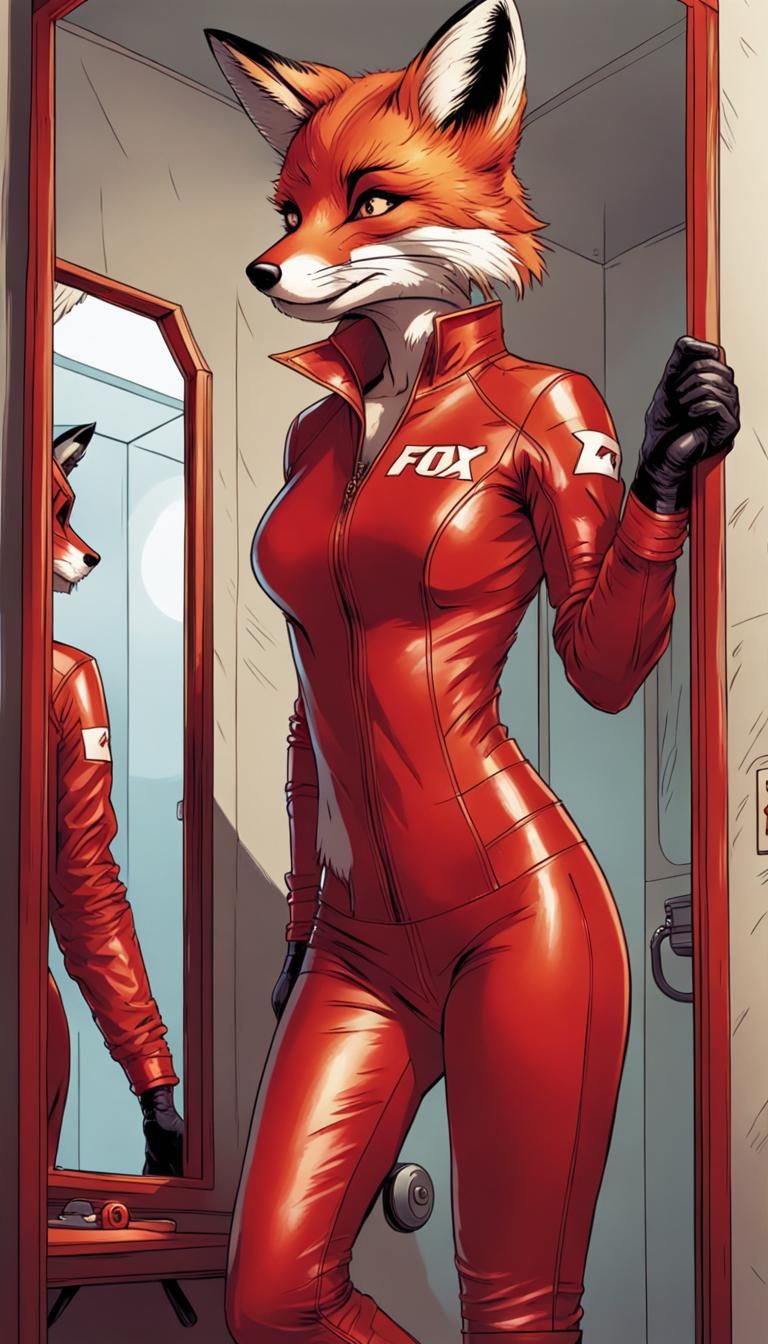 Anthro Fox in Racing Suit, Comic Book Art
