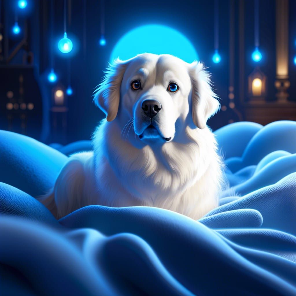 Ghost Dog in Heaven with Halloween Costume