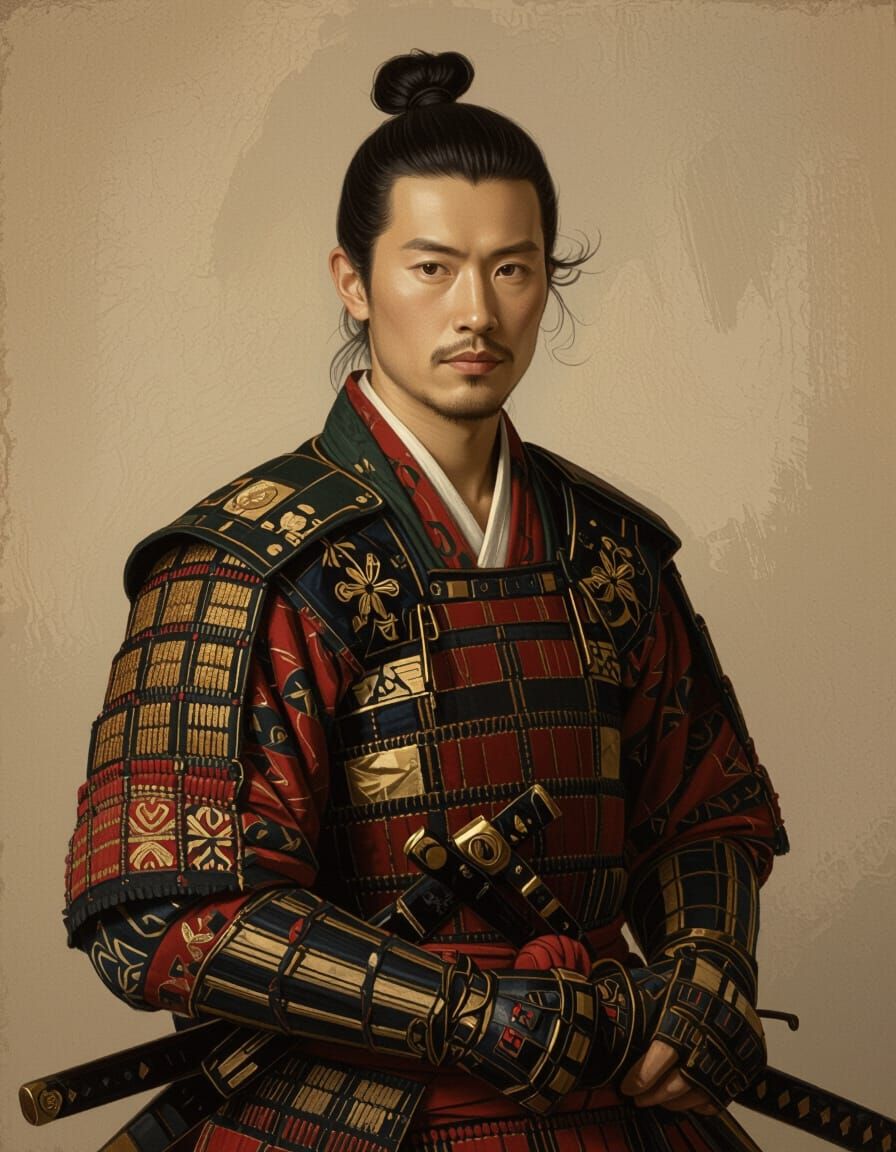 Young Samurai Portrait in Rembrandt Style