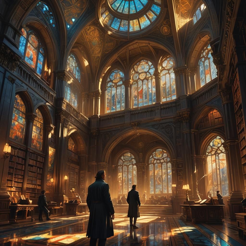 Robert Langdon Uncovers Ancient Symbol in Ornate Library