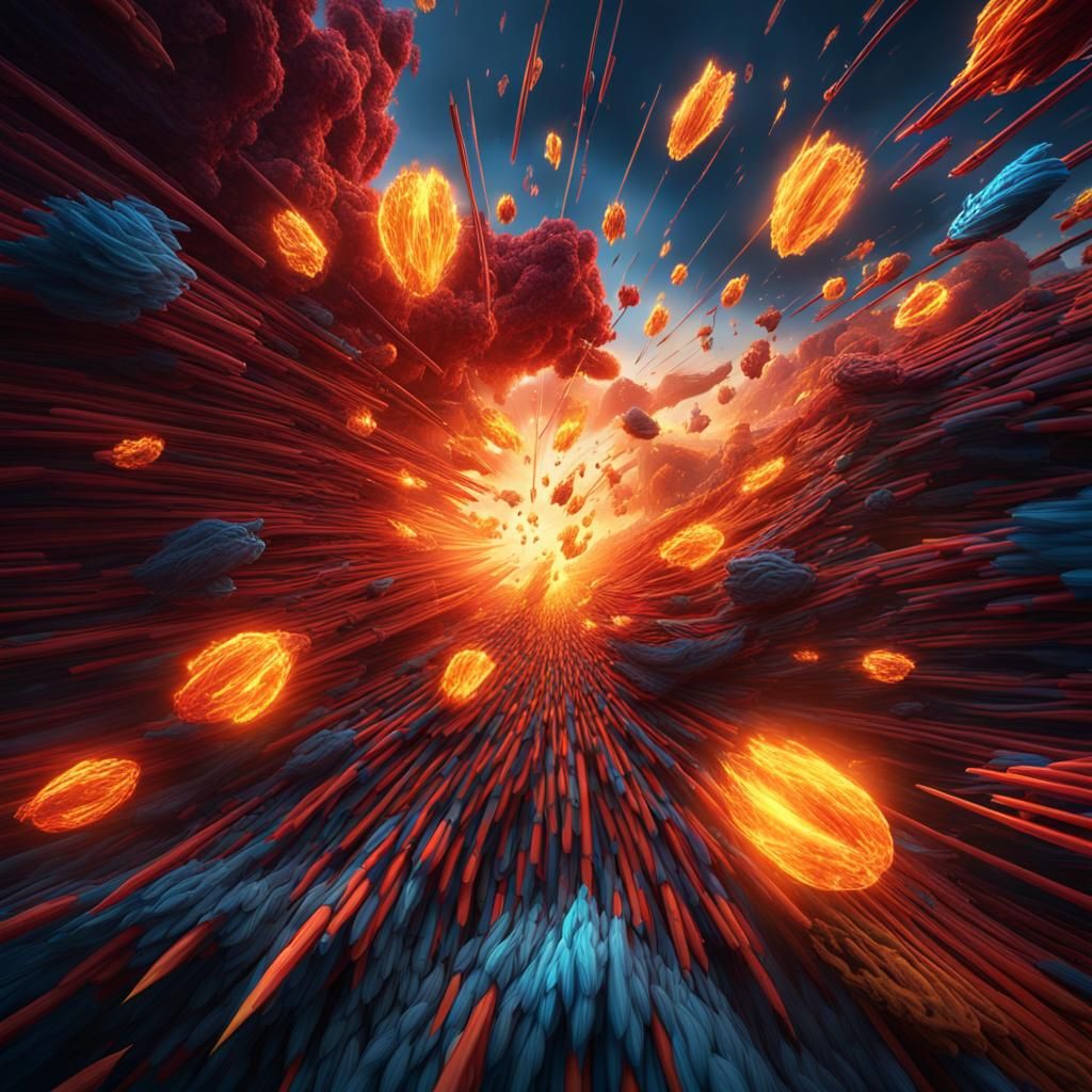 Colorful Rods Racing Through the Air: Fantasy Concept Art