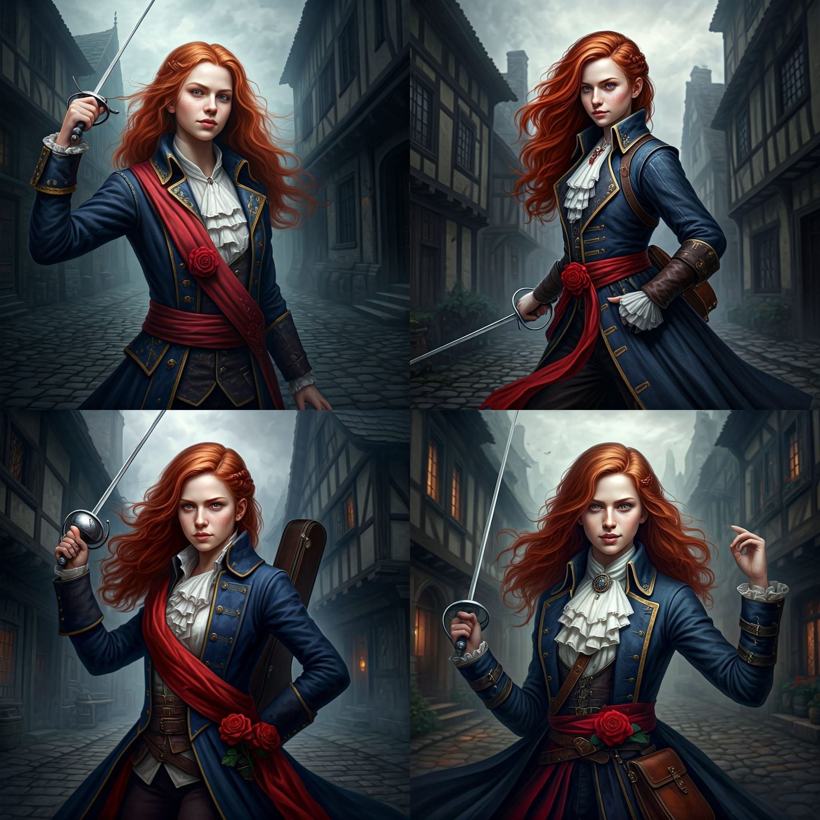French Duelist Girl Portrait in Dark Fantasy World