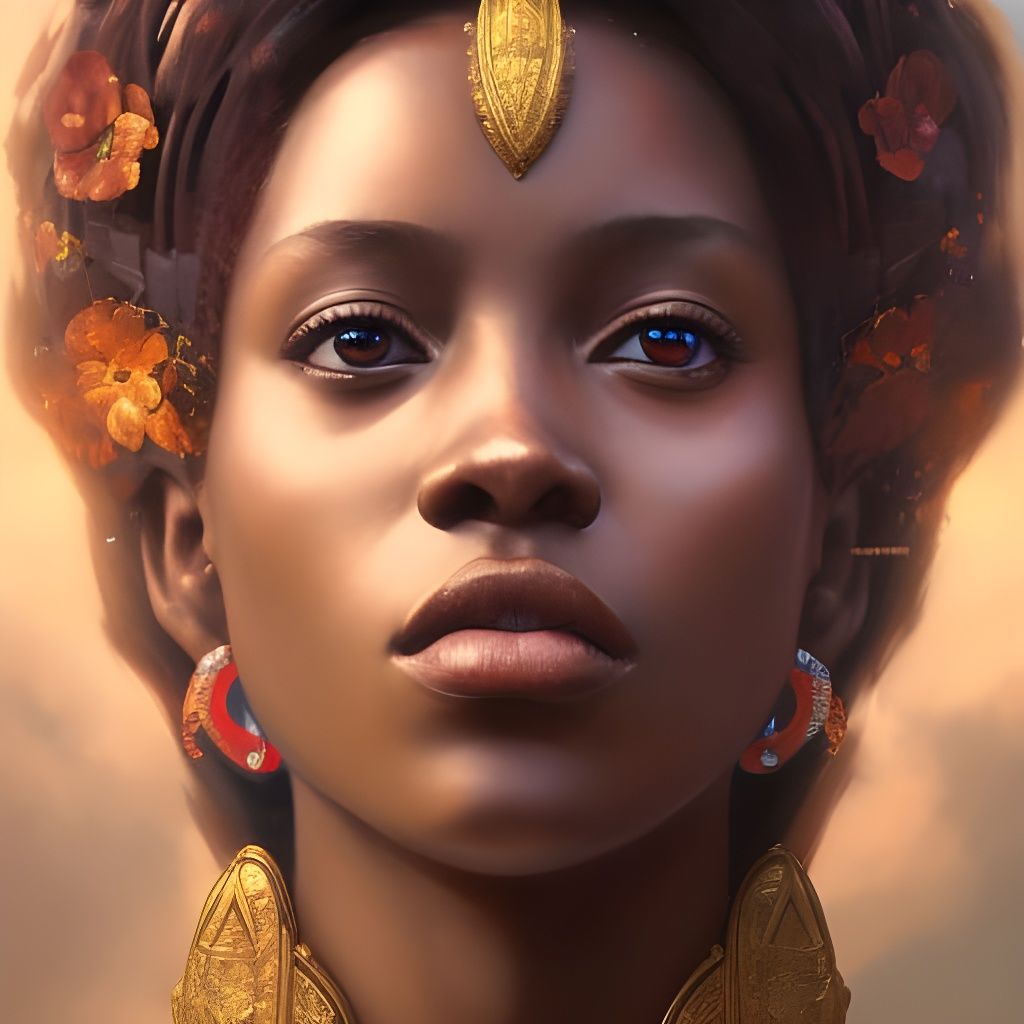Detailed Portrait of a Haitian Goddess