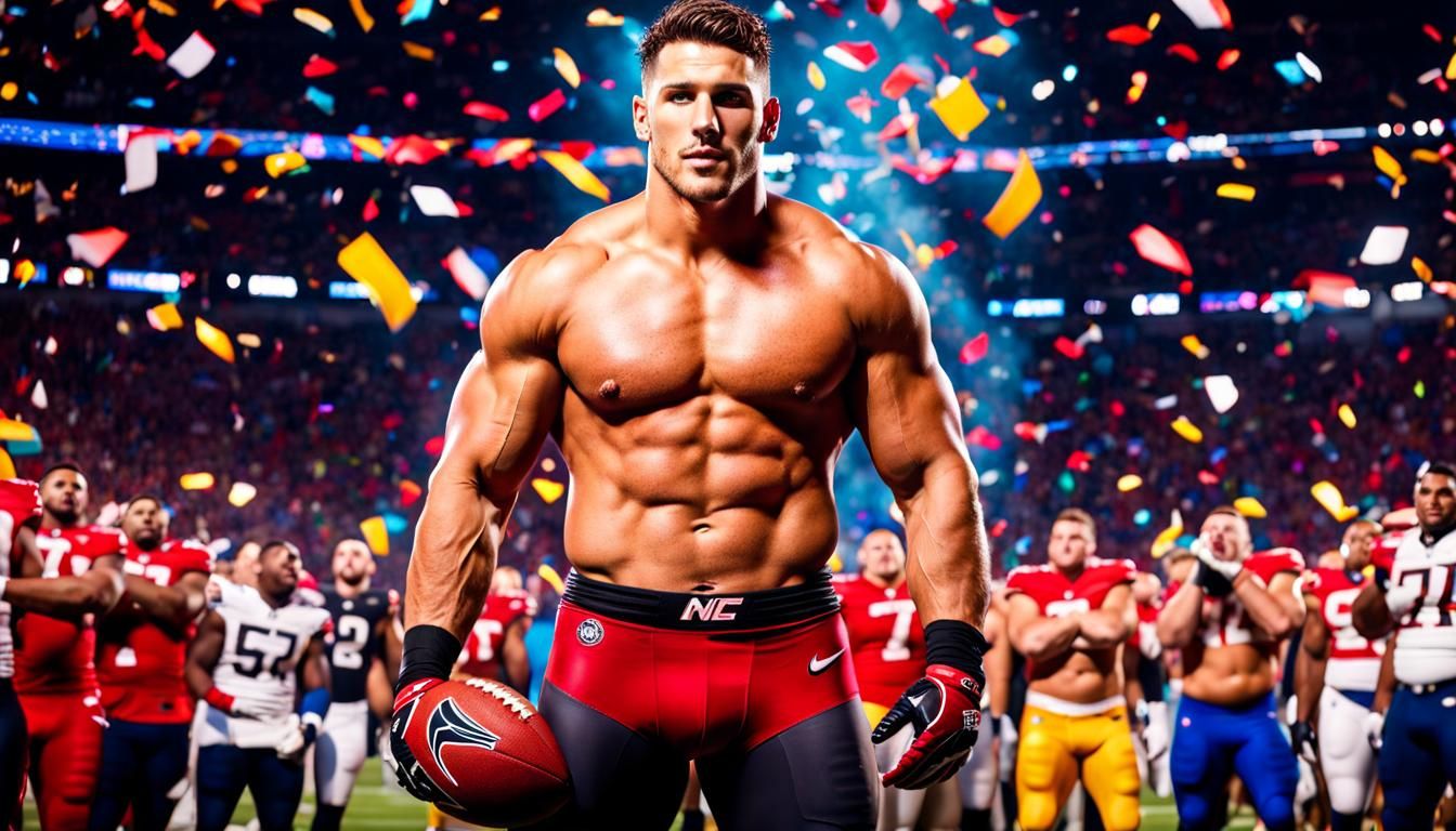 The handsome & muscular football player