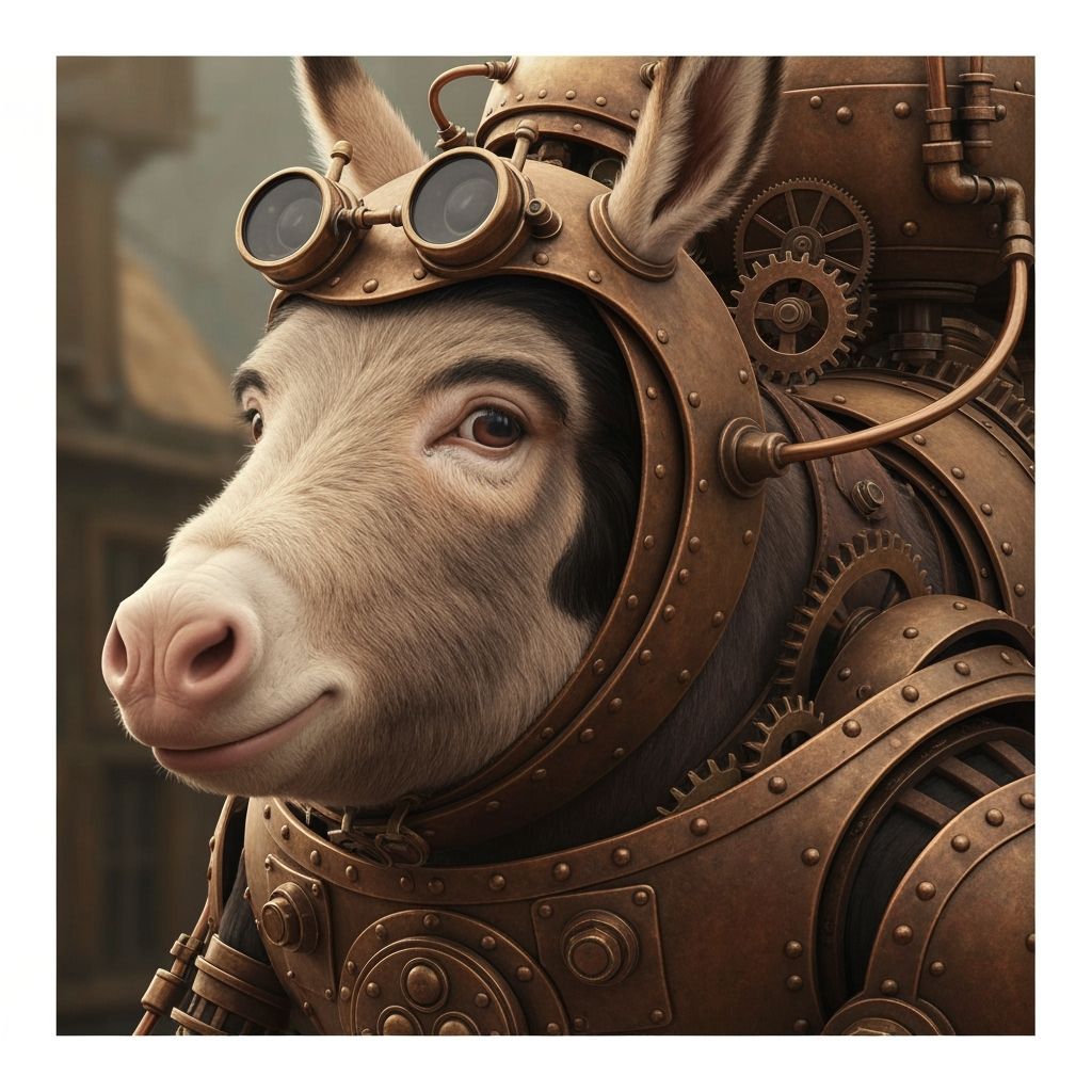 Steampunk Donkey-Pig Elvis Hybrid Character