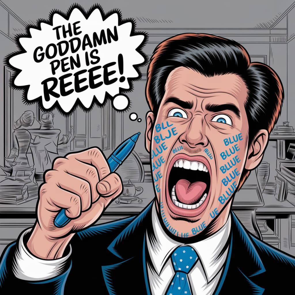 Cartoon Jim Carrey Character Yelling in Frustration