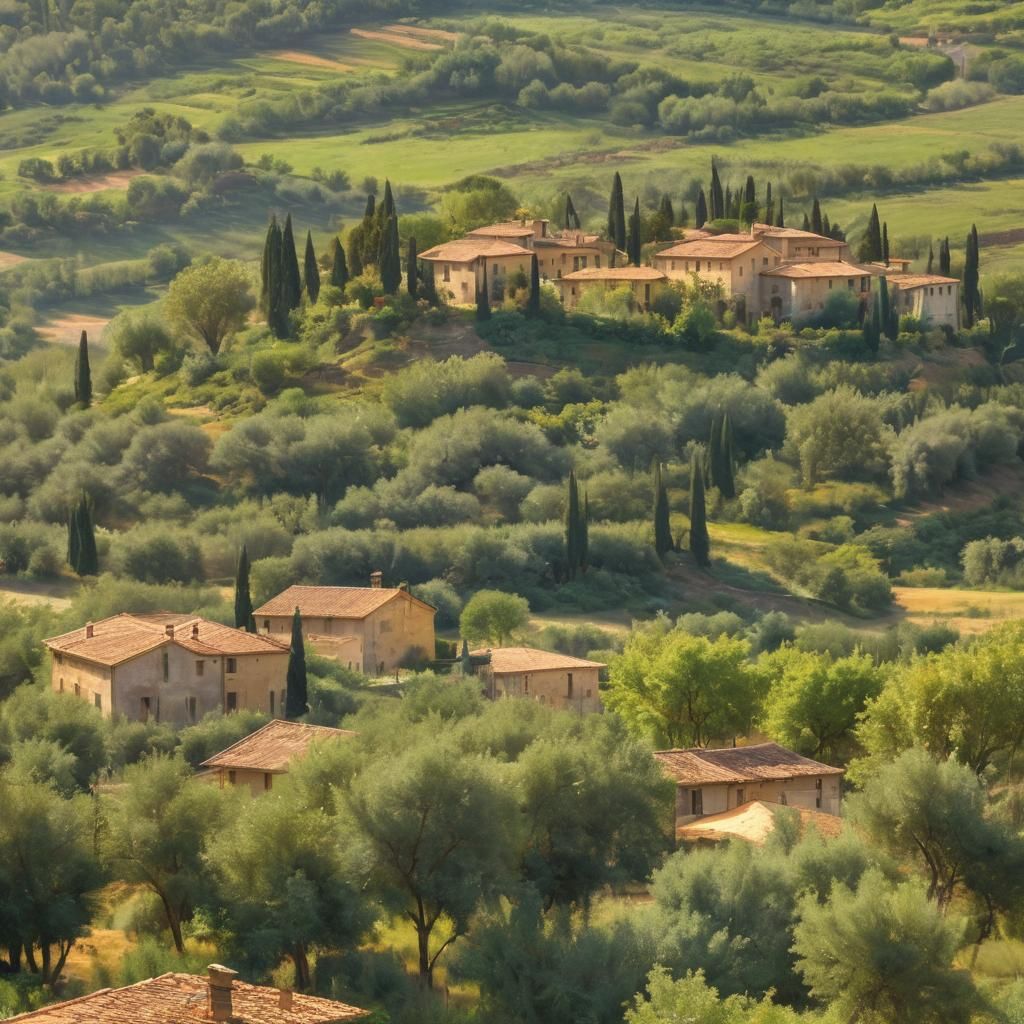 Tuscan Glades: Impressionist Landscape Painting with Golden ...