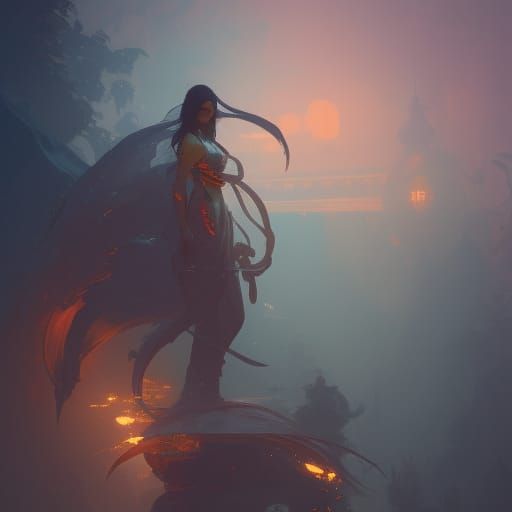 Dynamic Concept Art in Orange and Teal