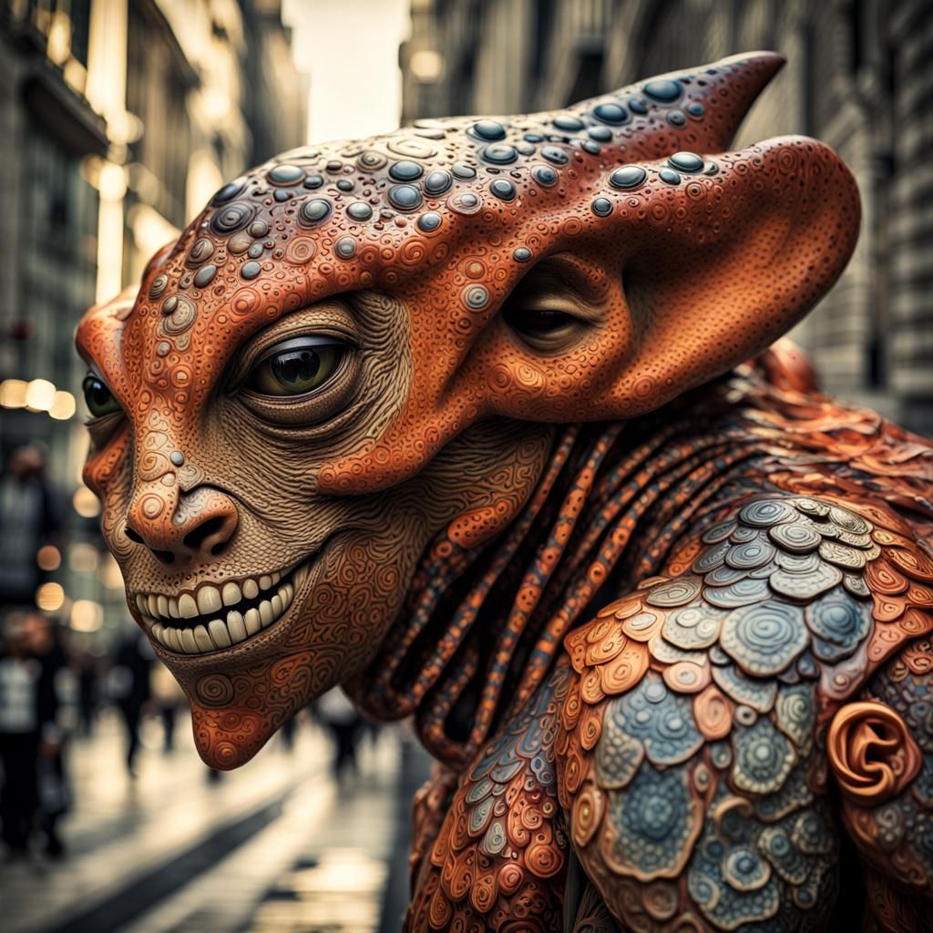 Photorealistic Aliens in Exotic Fashion: Detailed 8K Image