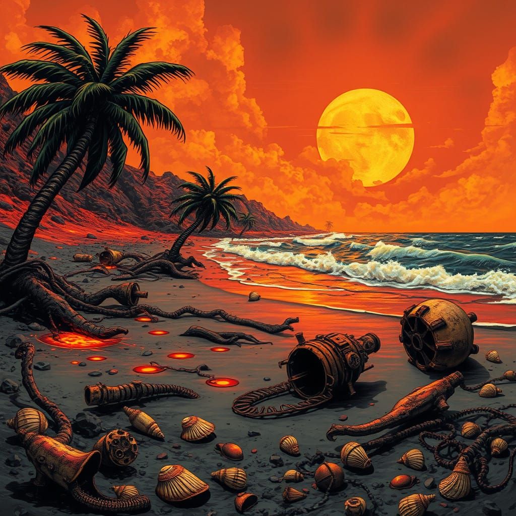 Toxic Beachscape in Lowbrow Style