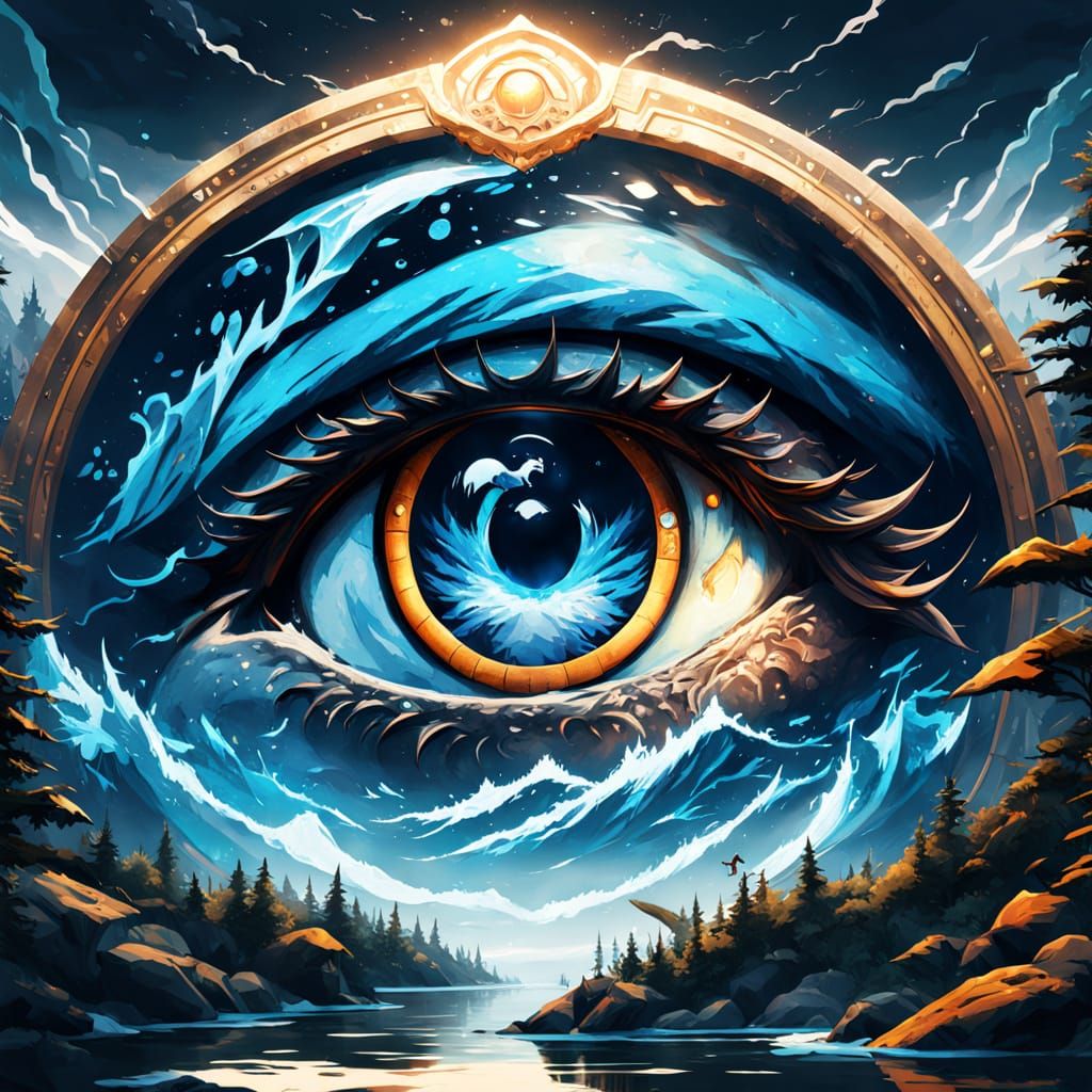 Crystal Dragon Eye Tropical Oasis in Dark Fantasy Style